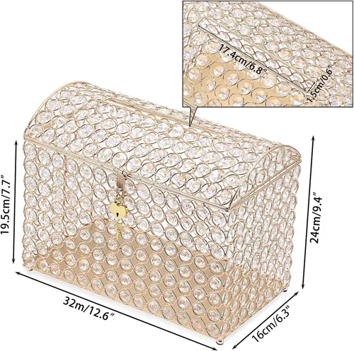 Crystal Card Box - Gold