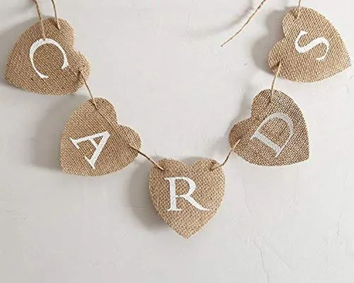 Sign - Burlap Heart Shaped Cards Banner