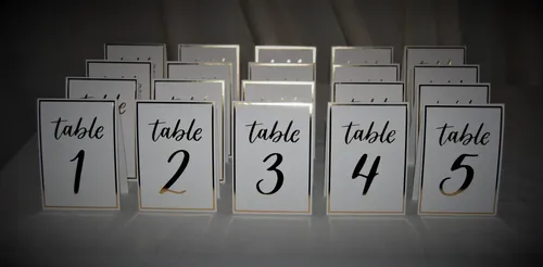 Table Numbers Set - Gold Foil Lettering 1 - 20