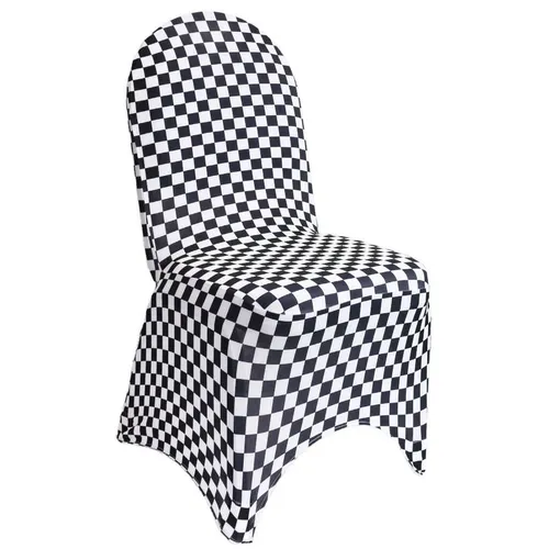 Spandex Chair Cover - Black and White Checkered