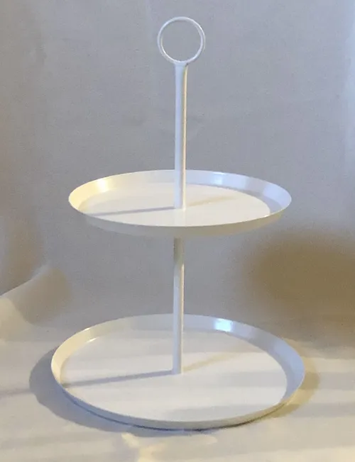 2 Tier White Metal Tray