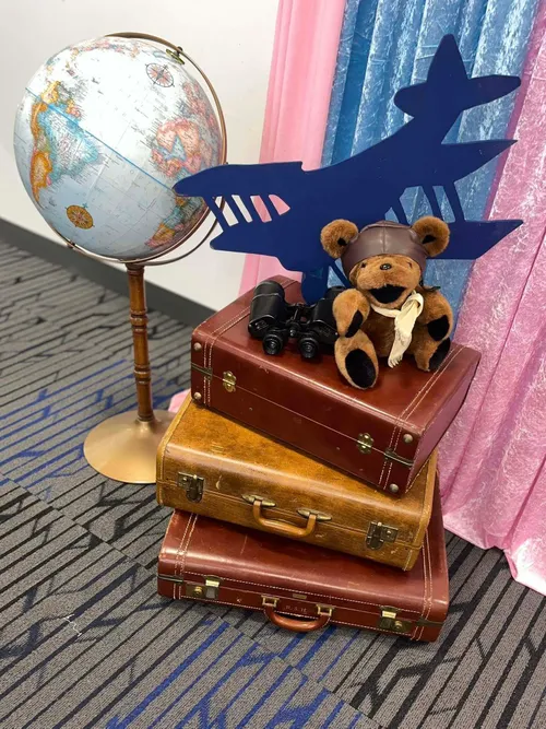 Prop - Wooden Silhouette - Navy Blue Airplane