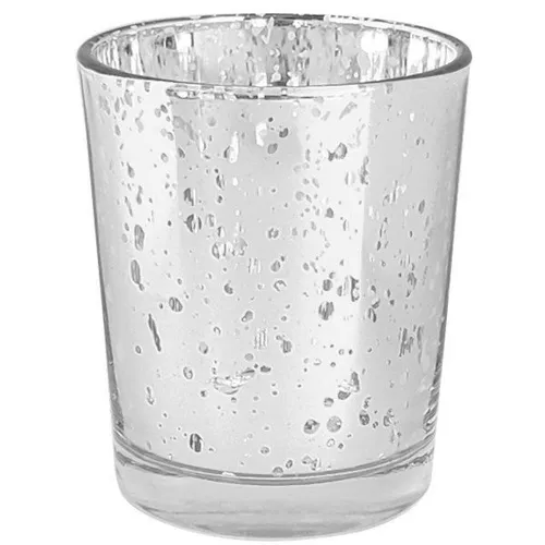 Candle Holder - Mercury Glass Speckled - Silver
