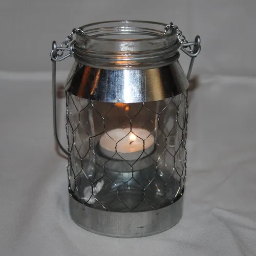 Lantern - Chicken Wire on Glass