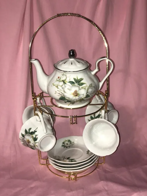 Tea Set - Floral Tea Set with Stand