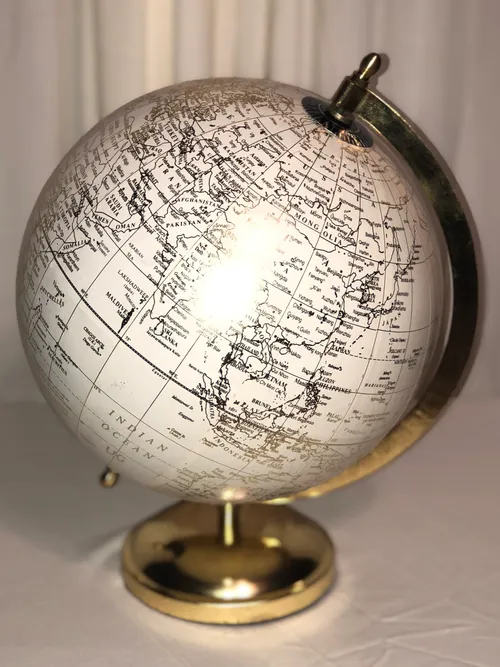 Globe - White with Gold Trim