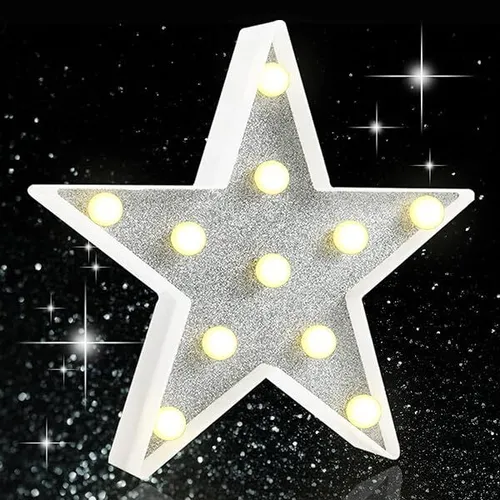 LED Silver Glitter Star Marquee Light