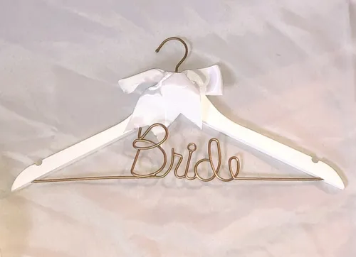 White & Gold Bride Hanger