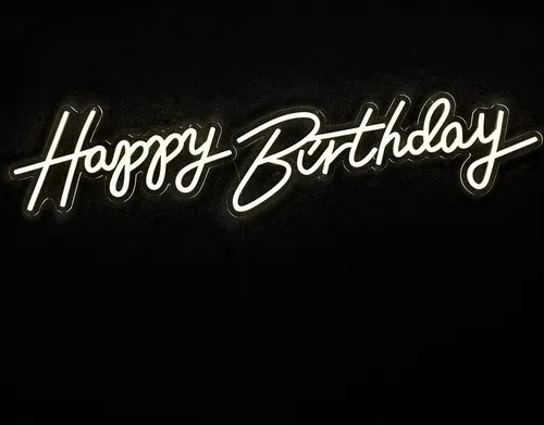 Neon Sign - Happy Birthday - White
