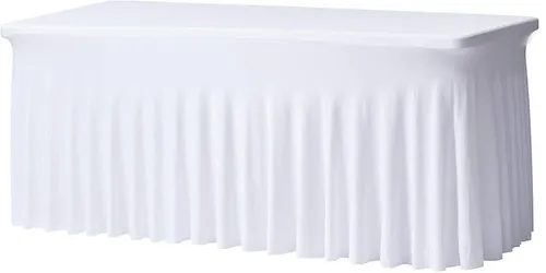 Tablecloth - 8' Spandex Rectangular Wavy - White