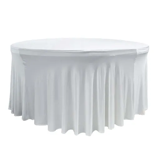Tablecloth - 5' Spandex Round Wavy - White