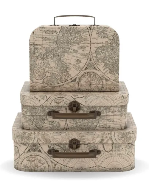 Luggage - Set of 3 Decorative Travel Theme Suitcases