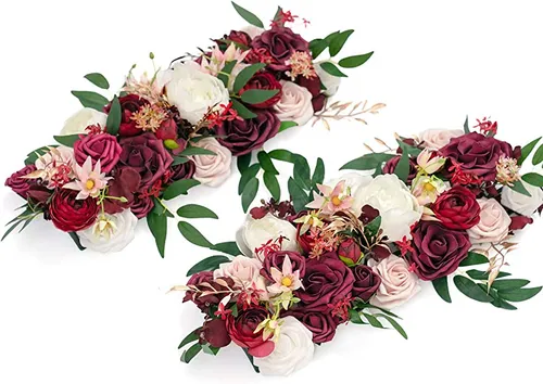 Artificial Floral Arrangement - Blush, Dusty Rose and Marsala