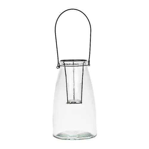 Lantern - Clear Glass with Removable Metal Candle Holder