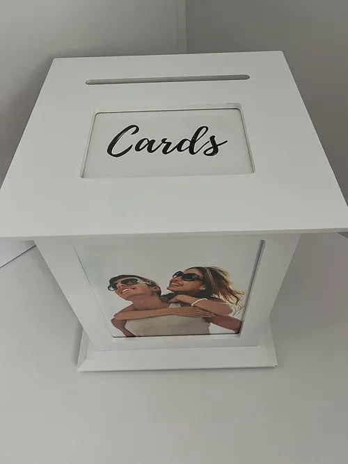 Card Box - White Rotating Photo Holder