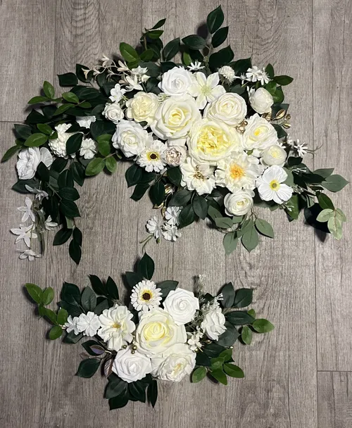 Artificial Flower Arrangements 2 pc - White with Subtle Yellow Accents