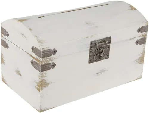Card Box - Antique White Wooden