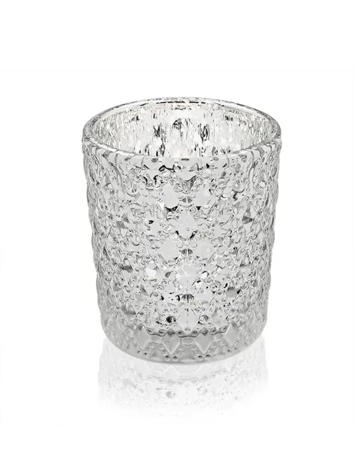 Candle Holder - Mercury Glass Studded - Silver