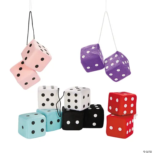Prop - Soft Plush Pair of Hanging Dice - Various Colors