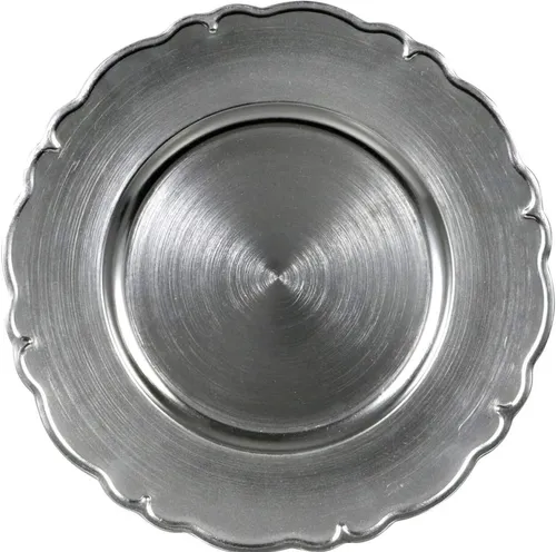 Charger Plate - Silver Scalloped Edge