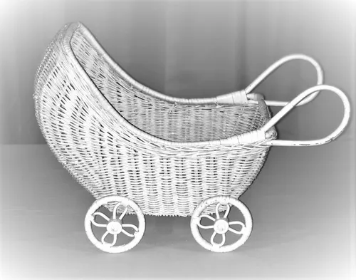 Baby Carriage - White Wicker