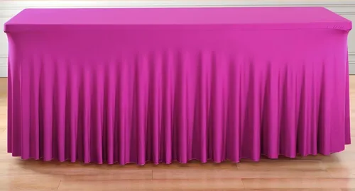 Tablecloth - 6' Spandex Rectangular Wavy - Hot Pink