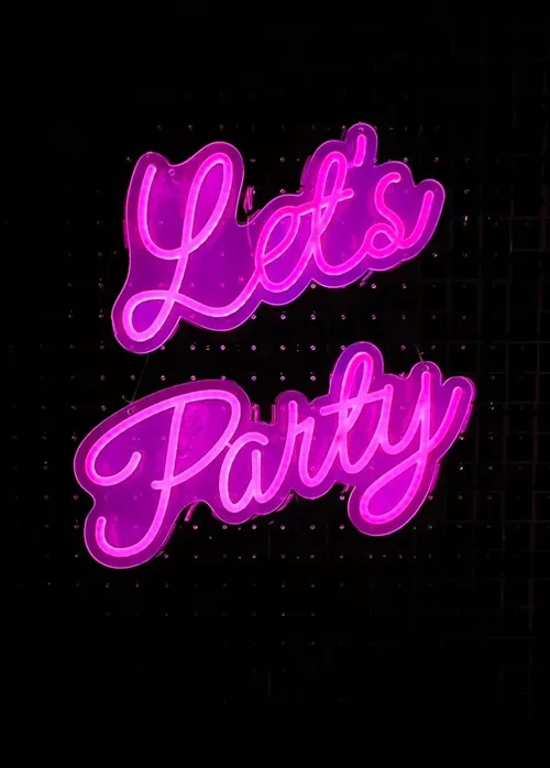 Neon Sign - Let's Party - Hot Pink