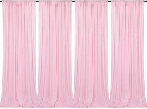 Curtain - 8' H x 2' W Sequin Backdrop - Pink