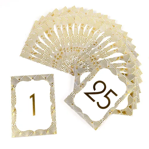 Table Numbers Set - Gold Geometric Border 1 - 25