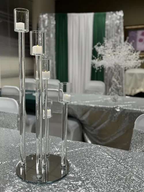 5 Arm Candle Holder - Crystal Glass