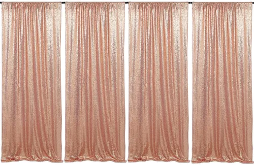Curtain - 8' H x 2' W Sequin Backdrop - Rose Gold