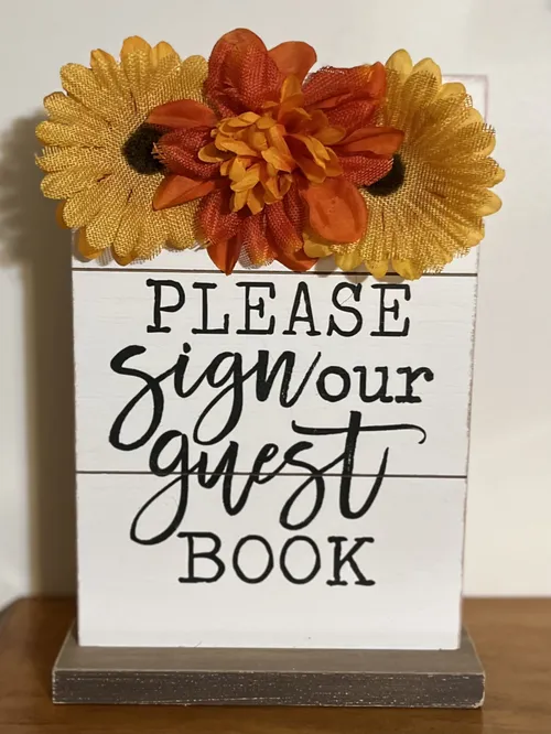 Sign - Please Sign Our Guestbook Wooden Stand