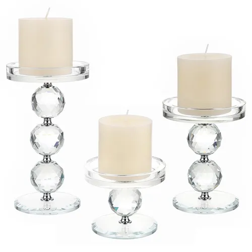 Crystal Glass Pillar Candle Holder