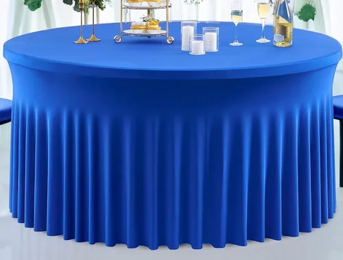 Tablecloth - 5' Spandex Round Wavy - Royal Blue