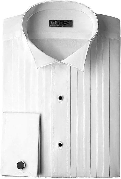 Ike Behar Slim Fit Wingtip Pleated Cotton Tuxedo Shirt - Retail
