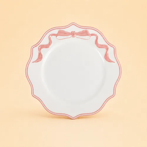 Scalloped Blush Bow Charger 