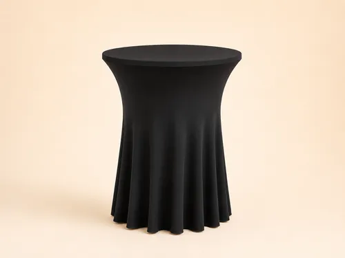 Black Wavy Draped Spandex Cocktail Table Cover 33
