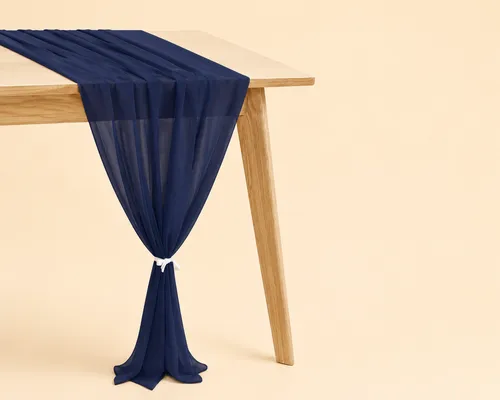 Navy Blue Chiffon Table Runner