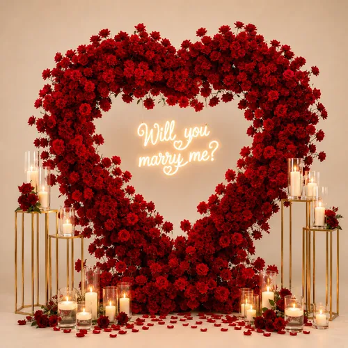 Luxury Rose Heart Proposal Arch
