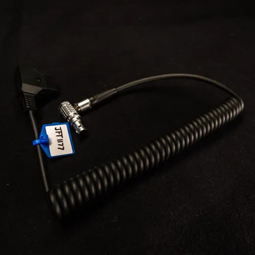 Right Angle 2 Pin Male to D-Tap Coiled Cable