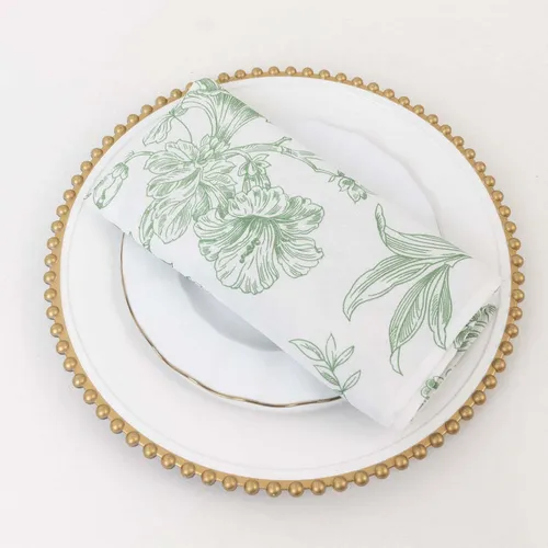 Dusty Sage French Toile 20x20 Poly Napkin
