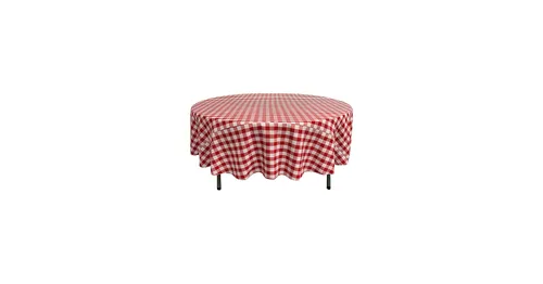 Red Checkered 90in Round Table Linen