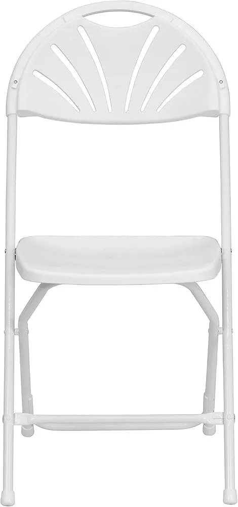 White Fan Back Folding Chair 