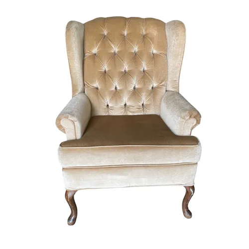 Cream Wingback Tufted Chair