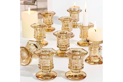Gold Glass Candlestick Holders