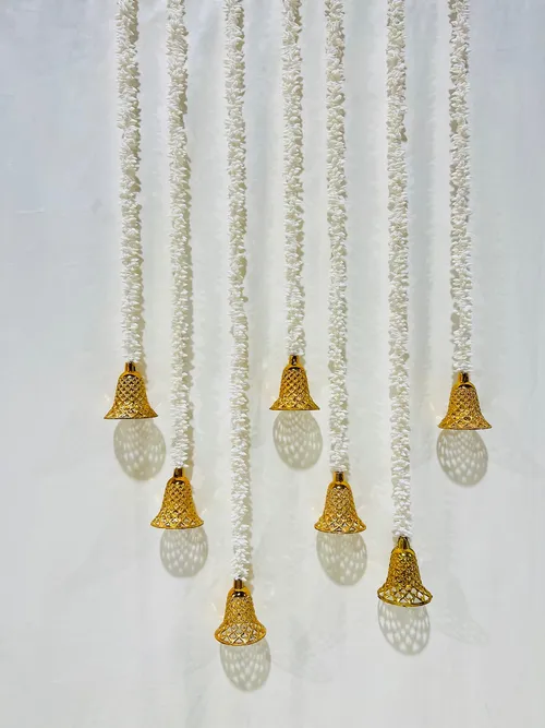 White Garland with Gold Bell