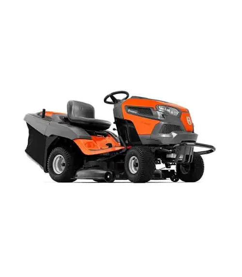 Rideon mower with catcher