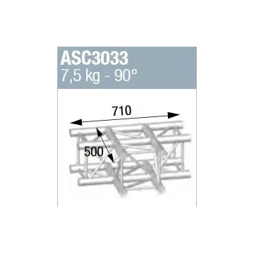 Angle alu 290 carré 3 départs 90 degrés à plat
