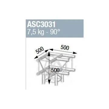 Angle alu 290 carré 3 départs 90 degrés