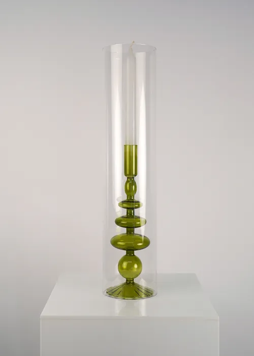 Glass Candle Holder Green